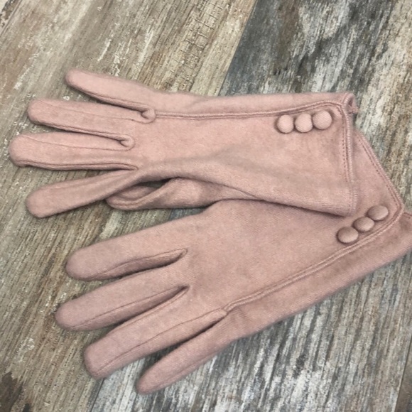 Accessories - Mauve Colored Gloves with Decorative Buttons